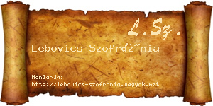 Lebovics Szofrónia névjegykártya